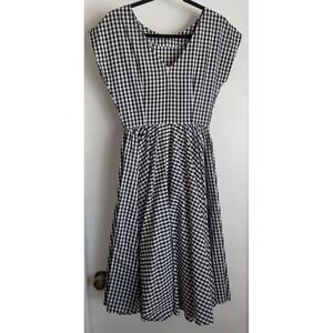 TNT Austral Sleeveless Midi Dress Black White Gingham Retro Crinoline Pin-up